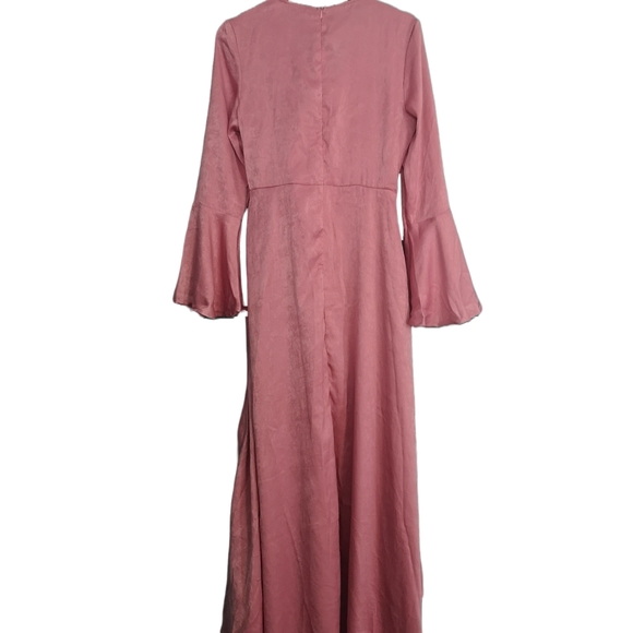 Stacy Solomon Pink Recycled Tie Front Dipped Hem Maxi Dress BNWT - Picture 8 of 13